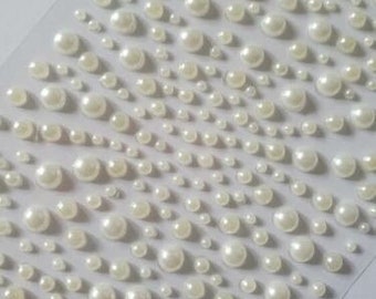CraftbuddyUS 325 Self Adhesive White Pearl Diamante Stick On Rhinestone Gems