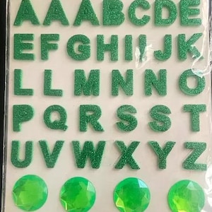 CraftbuddyUS 185 piezas de gemas verdes con purpurina surtidas, gemas de diamantes de imitación autoadhesivas para manualidades