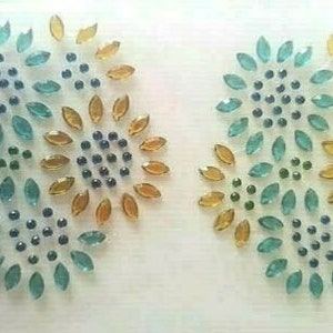 CraftbuddyUS 2 pièces 50 mm auto-adhésives bleu/jaune strass tournesol