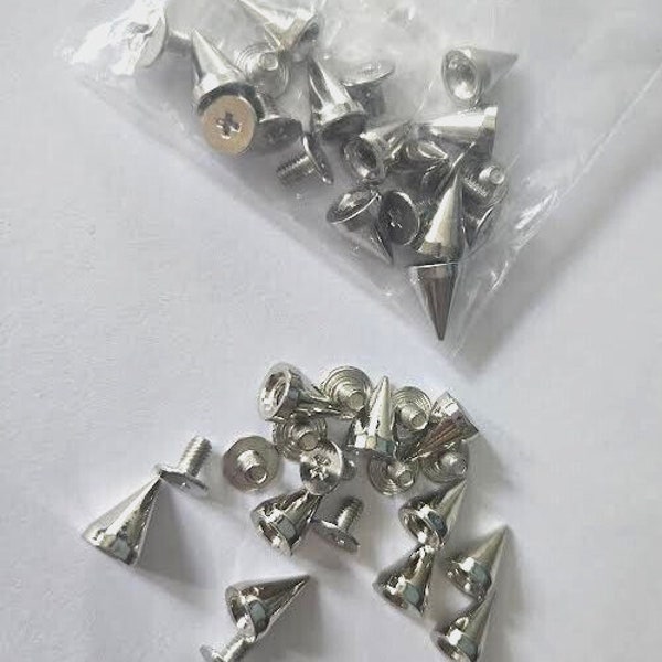 CraftbuddyUS 20pcs (7*10 mm) Silver Spike Studs with Screws,  Leather, Bag. Shoe, DIY