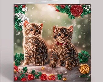 CraftBuddyUS CCK-XM144: Tarjeta de cristal "Gatitos navideños" (18 x 18 cm)