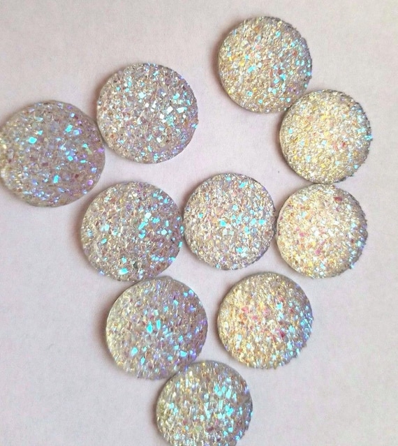 CraftbuddyUS 20mm 50 pcs Clear Flat Back Pointed Diamond Round Rhinestone Resin Gems