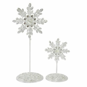 Portatarjetas con nombre y números de mesa con forma de copo de nieve en forma de joya plateada con diamantes de CraftBuddyUS para bodas y fiestas