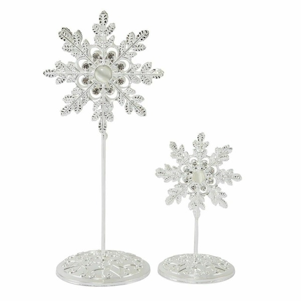 CraftBuddyUS Diamante Silver Jewel Snowflake Wedding, Party Name Card and Table Number Holders