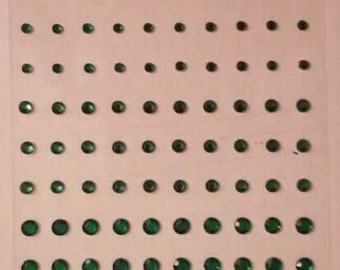 CraftbuddyUS 100pcs 3,4,5 mm GREEN Self Adhesive Rhinestone Gems,DIY Craft