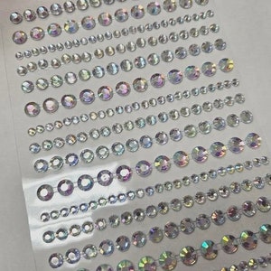 CraftbuddyUS 311 Stück AB Klare selbstklebende runde Strasssteine, 3mm, 4mm, 5mm, 6mm, DIY