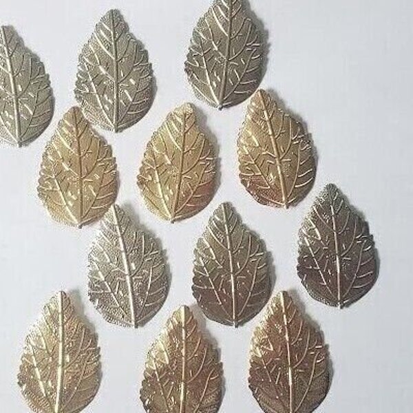 CraftbuddyUS 12pc 35 x 50mm Decorative Metal Filigree Leaf Toppers:Silver & Gold, DIY