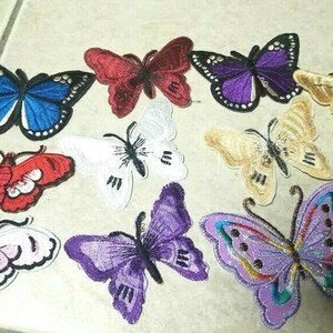 CraftbuddyUS 10 Iron On, Stick on Fabric Butterfly Motifs, Craft, Sewing, Embroidery, Patches image 2