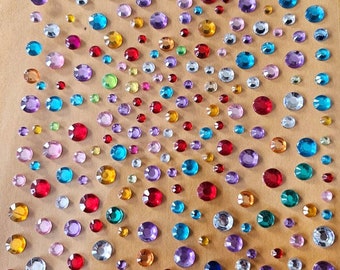 CraftbuddyUS 325 gemengde kleuren diamant zelfklevend Strass edelstenen, 3 mm, 4 mm, 5 mm, 6 mm