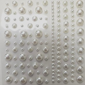 CraftbuddyUS, 151 pcs perles auto-adhésives rondes, 3 mm, 4 mm, 5 mm, 8 mm, DIY