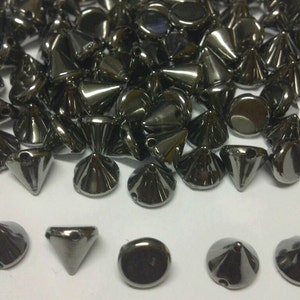 100pcs Acrylic 10mm Gunmetal Spike Studs Sew On, Stitch On, Stick on Embellishments