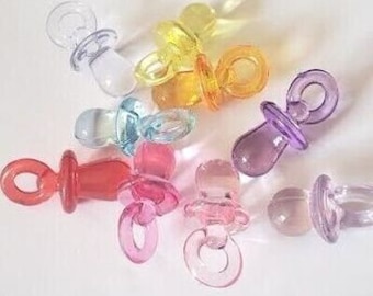 CraftbuddyUS 20pcs x (1.25 x0.5inch) MIXED Colors Acrylic Plastic Pacifier Charm, Table Decoration, DIY