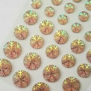 CraftbuddyUS 36pcs Self Adhesive Pink Round Resin Gems with Snowflake Design