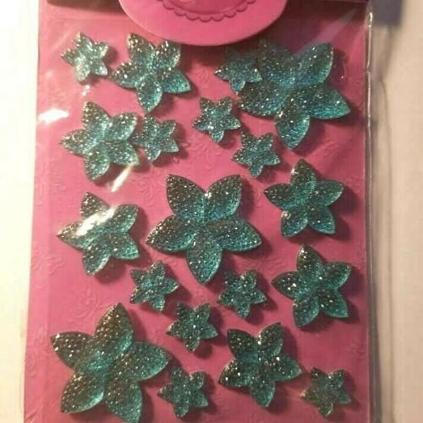 CraftbuddyUS DBG07BL- 19 Self Adhesive Blue Frangipani Flower Gems, Craft, DIY