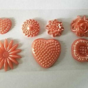 CraftbuddyUS 7pcs Self Adhesive CORAL Flower and Heart  Pearl Toppers, DIY, Craft