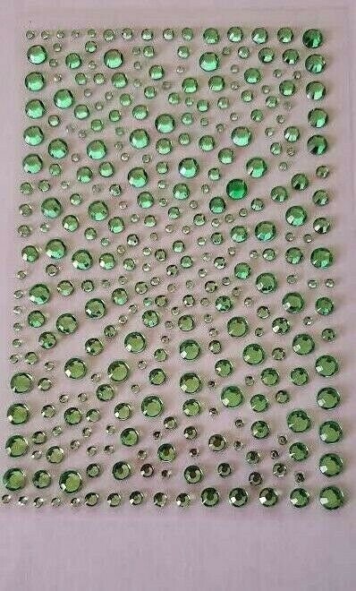 Self Adhesive Rhinestones 3 Sizes 4mm 6mm 8mm - 5 Sheets / 480pcs Green Emerald