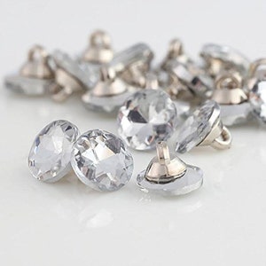 CraftbuddyUS CDB01CL 10pcs  10mm Clear Round Crystal Diamante Faceted Crystal Buttons