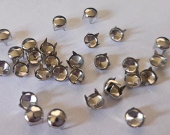 CraftbuddyUS 100 Stück 6 mm Silber Spitz Runde FACH Dome Prong Ohrstecker, DIY