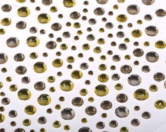 CraftbuddyUS 325 Gold/Champagne Mix Self Adhesive Diamante Stick on Rhinestone Sticky Gems