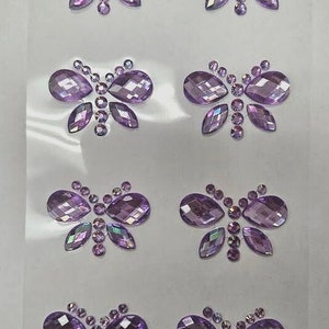 8 gemas de diamantes de imitación autoadhesivas con forma de libélula de color lila de 35 x 22 mm de CraftbuddyUS, para hacer tú mismo