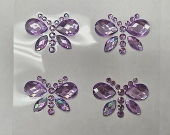 CraftbuddyUS 8pcs 35X22mm AB Lilac Dragonfly Self Adhesive Rhinestone Gems, DIY