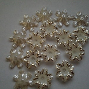 CraftbuddyUS 30 pcs Flower Pearl with Gold Painted Edge
