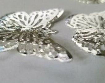 CraftbuddyUS 10pcs 1.25inch Decorative Metal Filigree 2 Layer Butterfly Toppers
