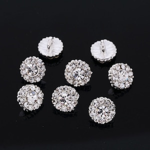 CraftbuddyUS DB6 10pcs 12mm Round Diamante Faceted Crystal Diamante Silver Buttons