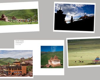 Tibetan landscapes / Set of 5 Greeting doubled folded cards (with envelopes)