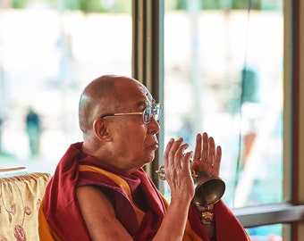 His Holiness the Dalai Lama conducting ritual prayers as preparation for the 33rd Kalachakra Empowerment in Ladakh, 2014