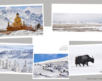 Tibetan Landscapes / Set of 5 Greeting doubled folded cards (with envelopes)