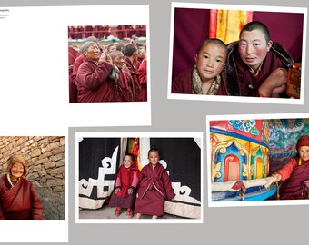 Tibetan portraits / Set of 5 Greeting doubled folded cards (with envelopes)