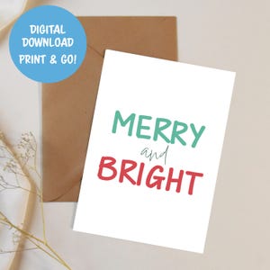 Merry and Bright Card | 5x7 Downloadable Card