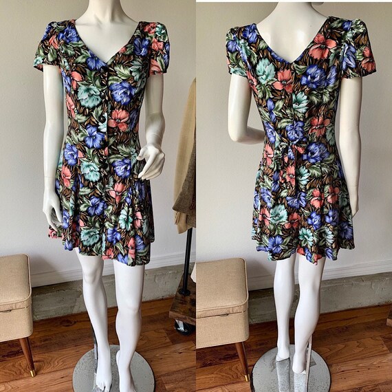 80s Romper - Vintage 1980’s Floral Tropical Print