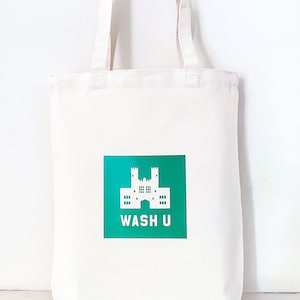 Bolsa TOTE de lona WASH U - Universidade de Washington em St. Louis Presente de formatura com cartão - Bolsa de livros St Louis - Design estampado de Saint Louis