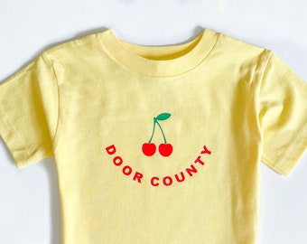 DOOR COUNTY Kids TEE - Wisconsin Kids TShirt - Lake Michigan Cherries Outfit - Green Bay Youth T Shirt - Custom City Sturgeon Sweatshirts