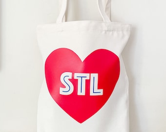 SAINT LOUIS Canvas Tote Bag - St Louis Flag Print - STL Book Bag - St Louis Flag Design - Wash U - Slu - Missouri Graduation Gift with Card