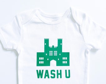 WASH U Baby Onesie and Toddler Tee - Washington University in St. Louis Newborn Bodysuit - Wash U Baby - Brookings Hall Art - Kids Tee Shirt
