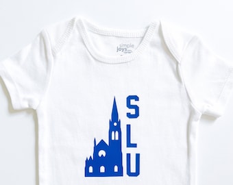 SLU ONESIE or Toddler TEE - Saint Louis University Newborn Bodysuit - St. Louis U Baby - College Church Art Print - Slu Kids T Shirt Gifts