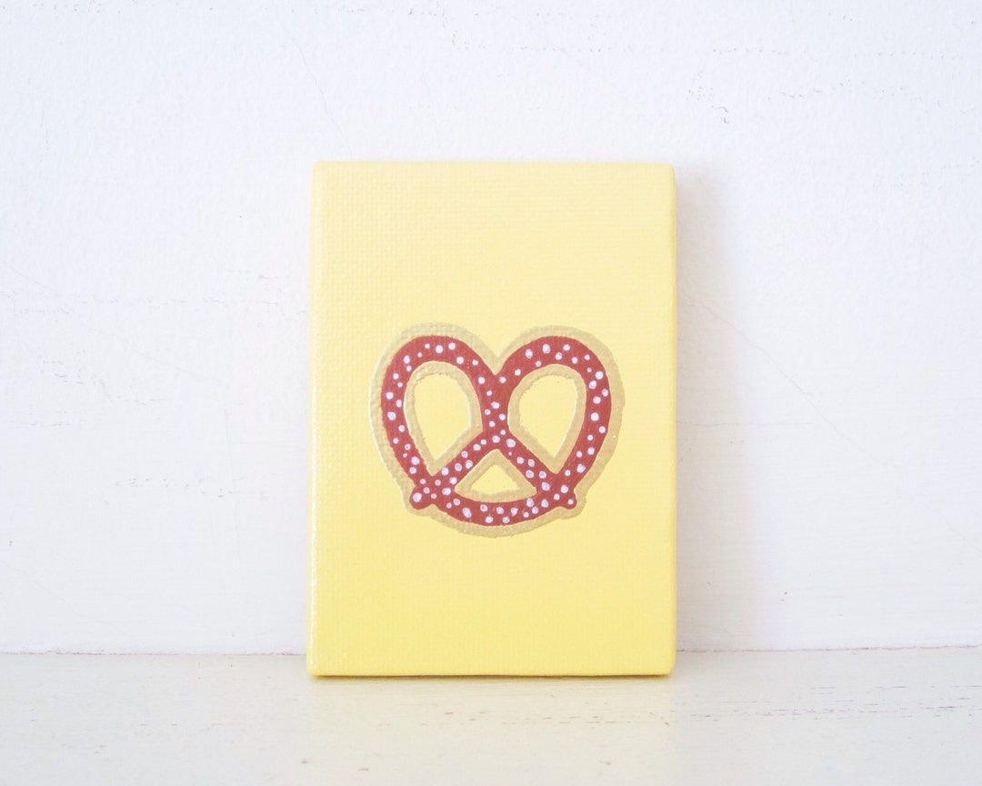 NYC PRETZEL PAINTING Gold Pretzel Decor New York Pretzel Art New York