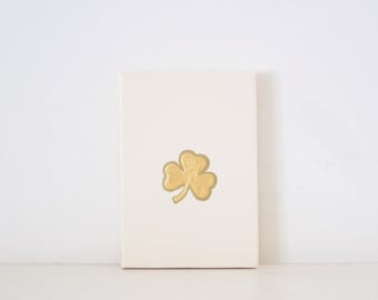 SHAMROCK - Ivory Shamrock PAINTING - Gold Shamrock Decoration - White Shamrock Wall Hanging - Irish Housewarming Gift - Irish Wedding Gift