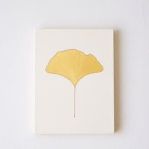 GINKGO LEAF - Ivory and Gold Ginkgo Leaf PAINTING - Gold Ginkgo Leaf Art - Ginkgo Leaf Wall Art - Gold Ginkgo Decor - Ginkgo Wall Decoration