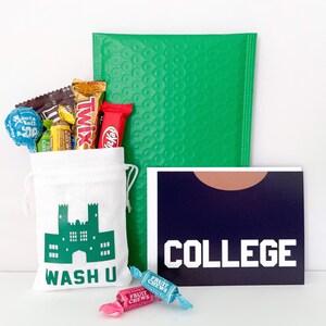 Pacote de creche WASH U VALENTINE'S - Presente da Universidade de Washington St. Louis - Bolsa personalizada - Cartão de aniversário personalizado para estudantes universitários