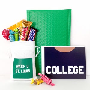 WASH U CANDYGRAM do Dia dos Namorados - Pacote Candy Care - Presente da Universidade de Washington St. Louis - Sacola personalizada - Cartão de aniversário personalizado