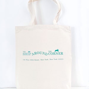 The SHOP AROUND The CORNER Canvas Tote Bag - You&#39;ve Got Mail Movie Inspired Art - You&#39;ve Got Mail Bookshop - You&#39;ve Got Mail Print with Card