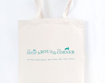 The SHOP AROUND The CORNER Canvas Tote Bag - You've Got Mail Movie Inspired Art - You've Got Mail Bookshop - You've Got Mail Print with Card