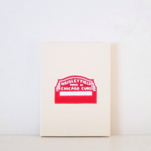 WRIGLEY FIELD - Ivory, Red and White Cubs PAINTING - Chicago Cubs Fan Art - Wrigley Field Wall Art - Chicago Cubs Wrigley Field Painting