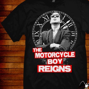 Rumble Fish inspired T-shirt The Motorcycle Boy. Sizes S M L XL 2XL 3XL 4XL 5XL also in ladies fit S-2XL