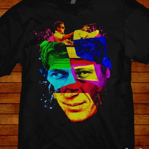 Abstract Pop-Art Portrait inspired by Steve McQueen  Sizes S M L XL 2XL 3XL 4XL 5XL also in ladies fit S-2XL