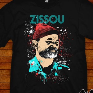 Life Aquatic T-shirt Steve Zissou artwork by Jared Swart sizes S M L XL 2XL 3XL 4XL 5XL also ladies fit S-2XL